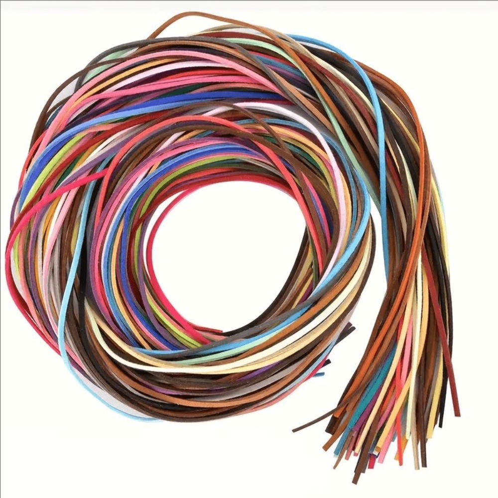 Image of 40pcs Colorful Suede Pu Rope Set - 39.37 Inch Reinforced Shoelaces, Double-headed Design, Suitable For Jewelry Making, Hanging Ropes, And Crafts (random Color)