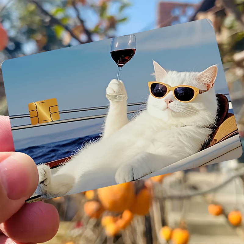 adorable white feline wearing glasses holding a wine glass - Temu Cyprus