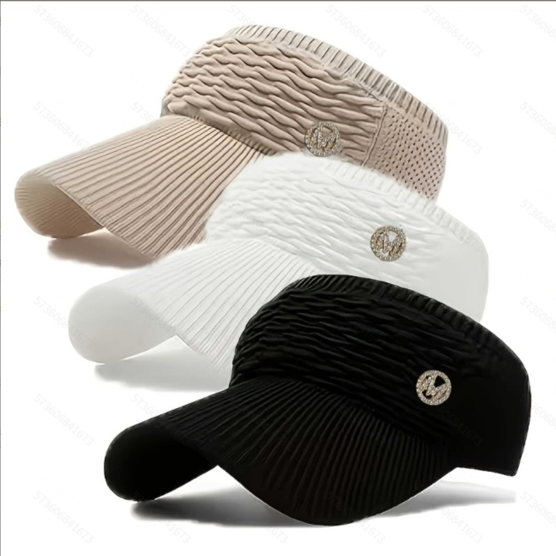 TEMU 3pcs Women' Visor Baseball - Lightweight Pleated Snap-fit With Empty Top, Suitable For Running, Hiking, Driving, Beach | Spring/summer Outdoor Hats For Daily Wear, Casual &