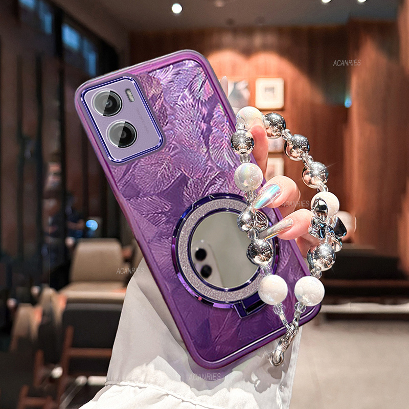TEMU Phone Case - Elegant Soft Phone Case For Moto G06 Featuring Candy Color, Clear Tpu Material, , Camera Lens Protector, And A Makeup Mirror With A