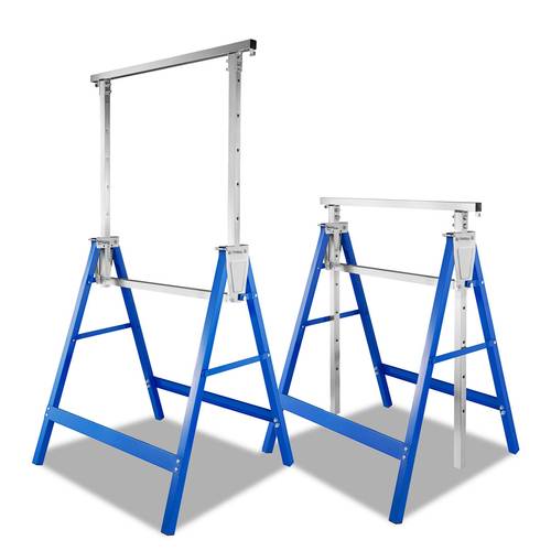2/4 stuks steigerstelling poten metalen asstandaard 7-voudig in hoogte verstelbare steun 80-130cm voor bouwvakkers max. draagvermogen 200kg gereedschapbank tot 200kg metalen beugel opvouwbare telescopische vouwsteiger