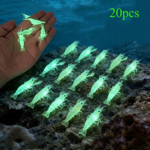item picture glow in the dark shrimp soft baits suitable for night fishing realistic freshwater saltwater lure with glow hooks color for trout catfish suitable for carp perch in rivers lakes