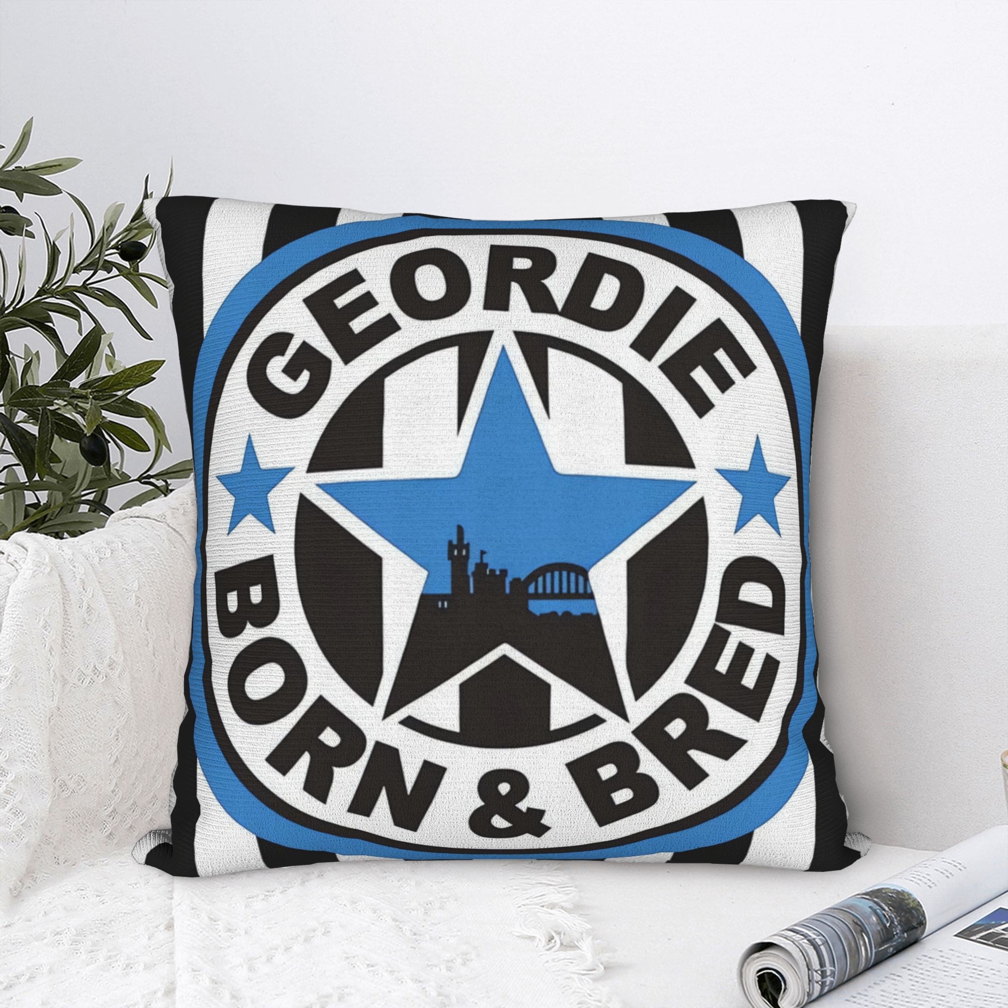 TEMU 1pc Newcastle Emblem Pillowcase - Double-sided Printed Sofa/bed Cover Featuring Team Emblem Design, Modern Neutral Tones With Team Colors,