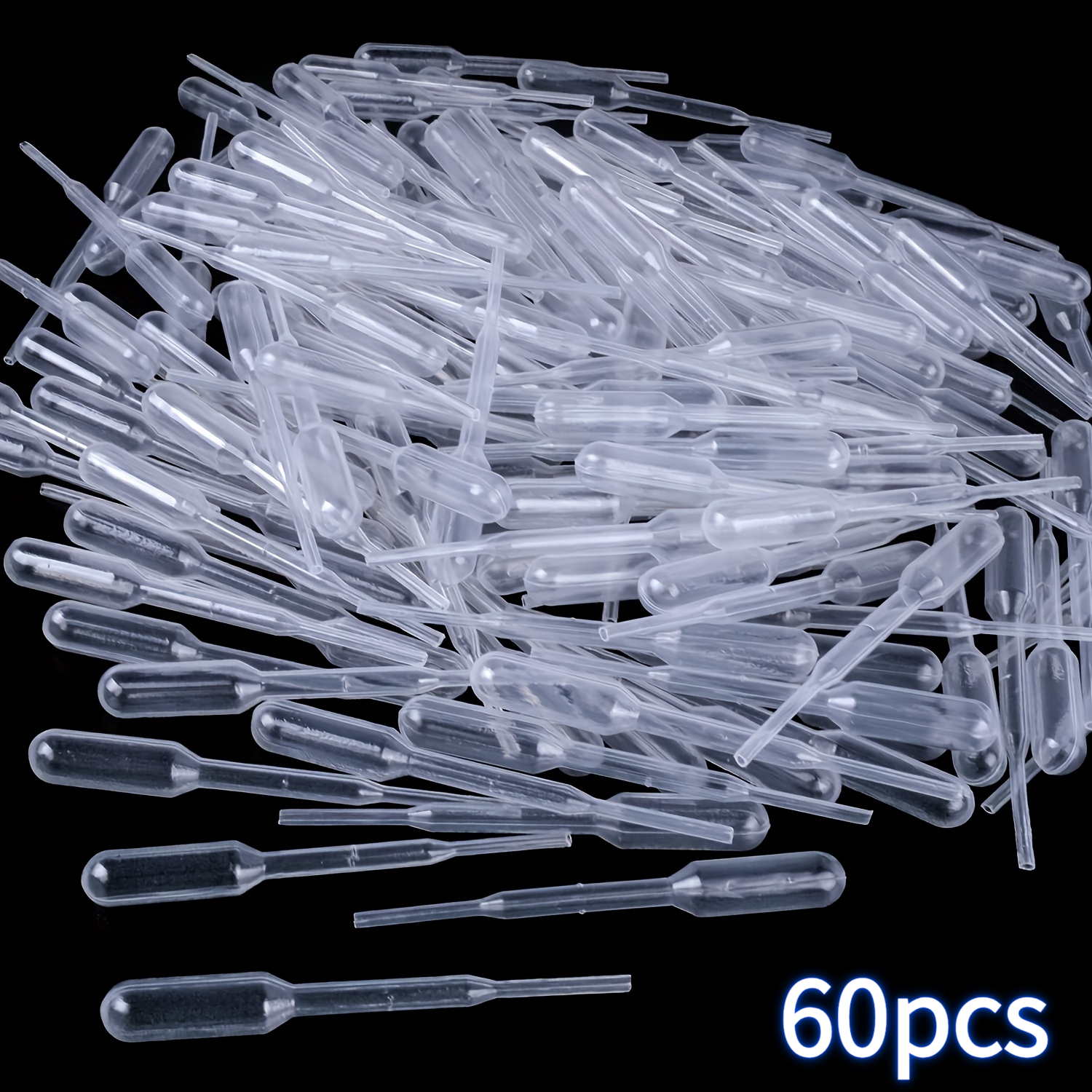 TEMU 60pcs Disposable Plastic Pipettes, With A Capacity Of 0.2ml, Suitable For Liquid Sample Collection, Control, Extraction, And Precise Dispensing.
