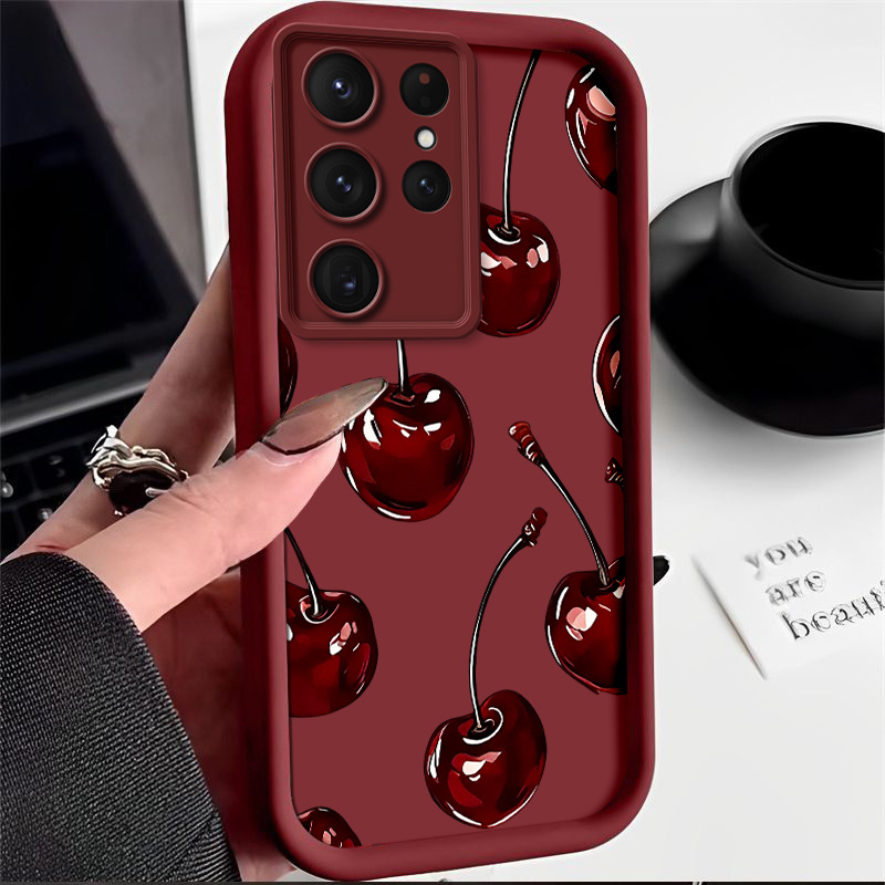TEMU Phone Case - Compatible With For , Designed For Galaxy S26/s25/s24 Ultra/plus/fe, Protective Phone Case With Cherry Design, Minimalist , Perfect