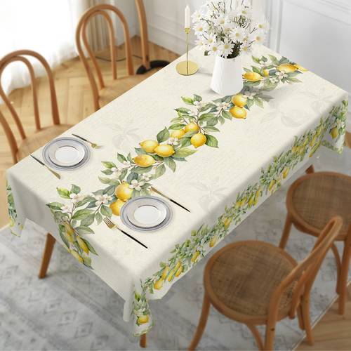 1pc lemon tablecloth retro spring and summer lemon floral design perfect spring and summer decoration lemon gift ideal for indoor and outdoor festival party and home decoration lemon decoration flower decoration green round