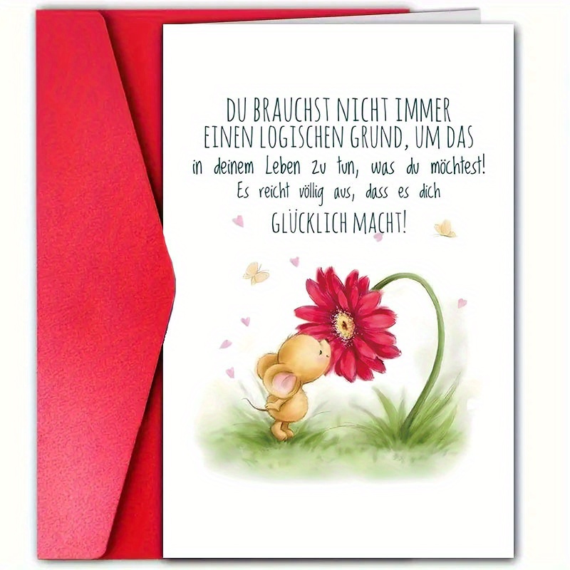 TEMU 1 German Motivational Card With Envelope, For Family, , Parents, Neighbors, With English Text: , Believe In Yourself, Fun Motivational Greeting