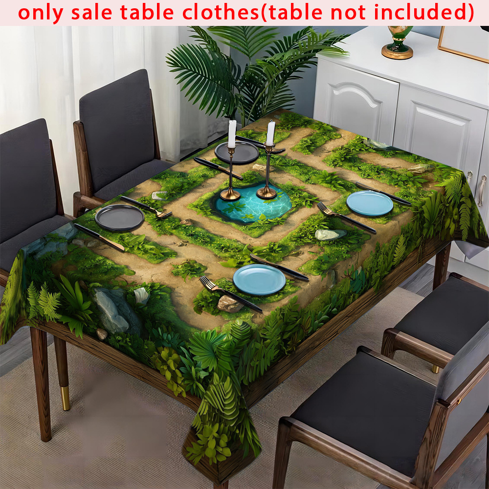 TEMU 2d Game Map Printed Tablecloth, Rectangular And Square Dining Table Cloths, Coffee Table Decorative Covers, Suitable For Indoor And Outdoor Use