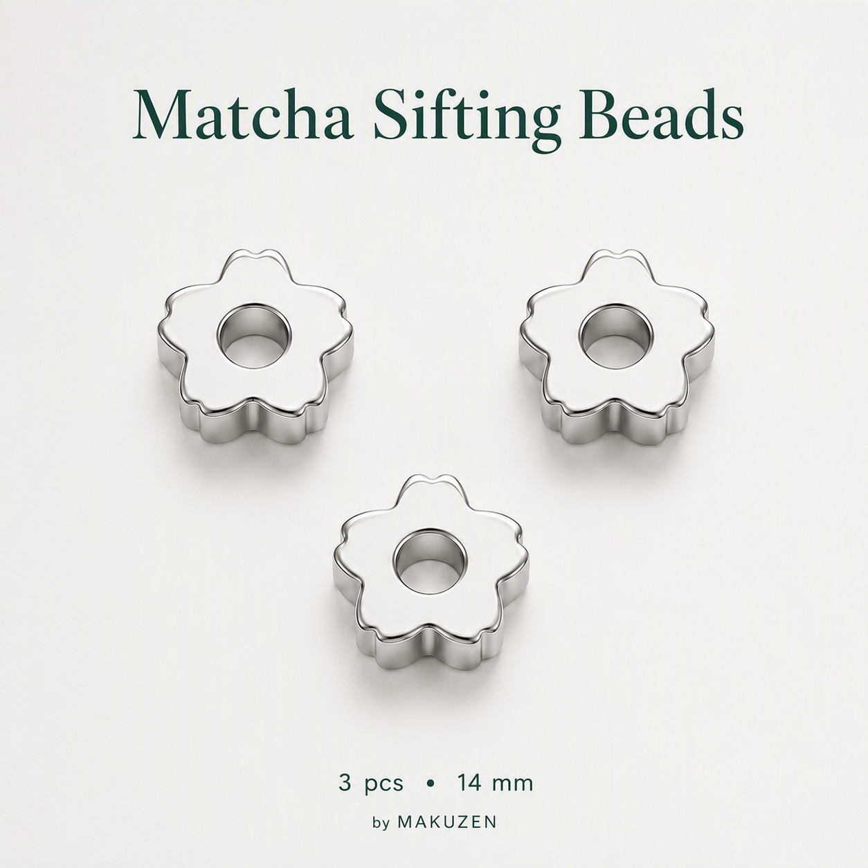 TEMU 3pcs Set Of 14mm Matcha Sifting Beads, Steel Flower-shaped Sifting Weights, Used For Filtering, Reusable Japanese-style Tea Accessories, Helping