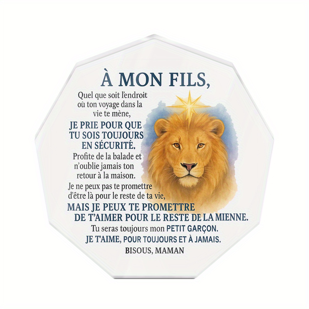TEMU 2d Flat, 1pc Putuo Decor French "à " (to Son) Sign - Acrylic Table Decor Suitable For Son, French Text Wall/desk Decoration For Birthdays,