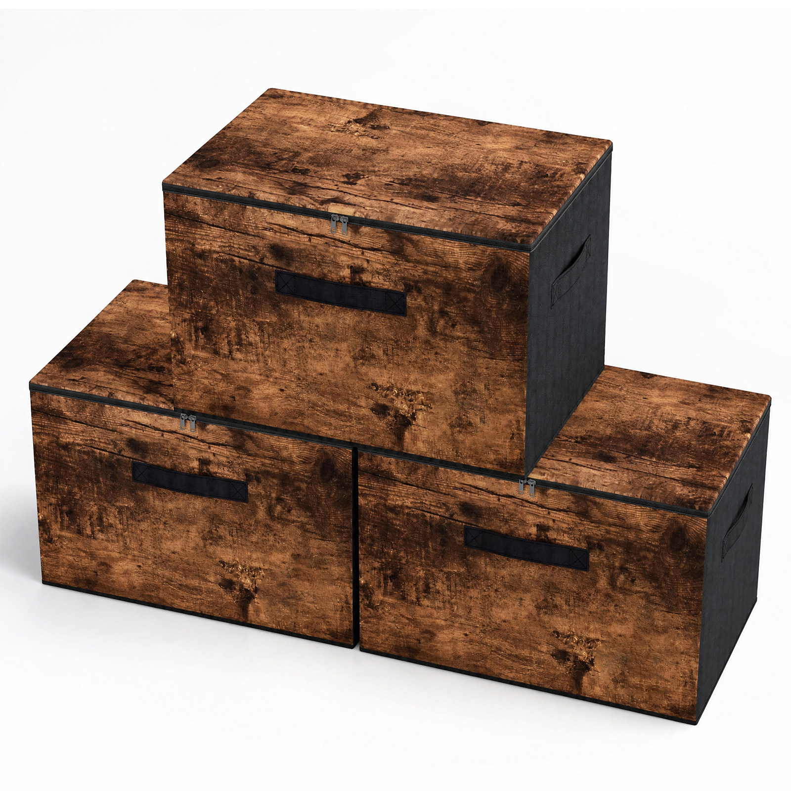TEMU Sekey 3pcs Set, 50×30×30cm Storage Boxes With Lids, Foldable Fabric Boxes With Handles, Wardrobe Clothes Storage Organizers, Under-bed Storage
