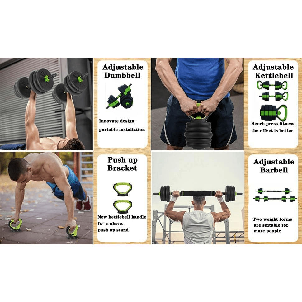 4 in 1 Dumbbell Set, 20 Kg Adjustable Dumbbell Set