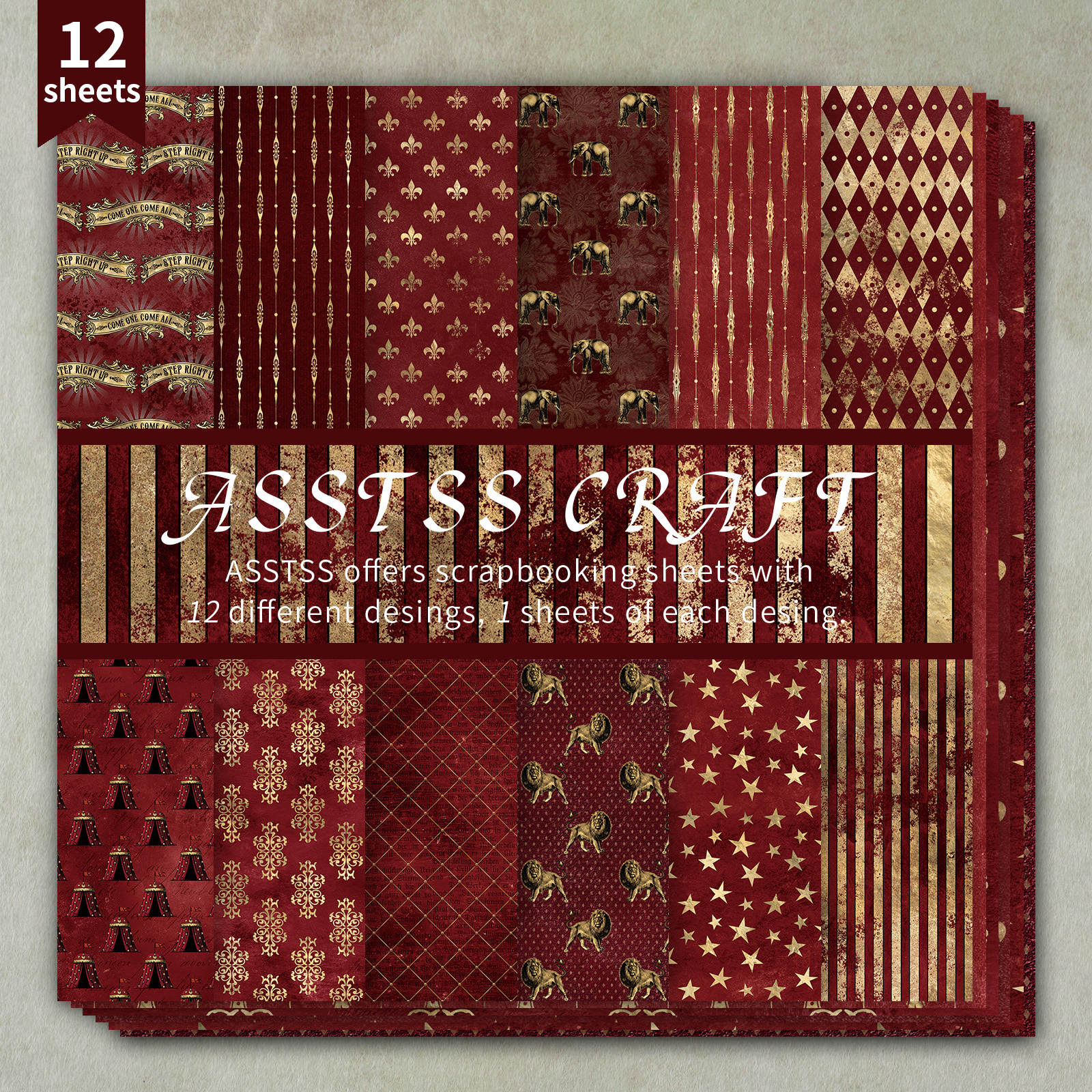 TEMU 12-sheet Asstss Scrapbooking Paper Pad, Backing Paper Supplies, Heavyweight Cardstock For Journaling, Collage Art, Greeting Cards, Scrapbook &