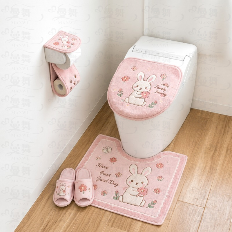 TEMU 【超キュート】厚手風イミテーション ソフト 滑り止め バスマットセット 北欧風 おしゃれ ウォーターアブソーブ フロアマット 家庭用バスルームに最適 人気 バスマット トイレマット