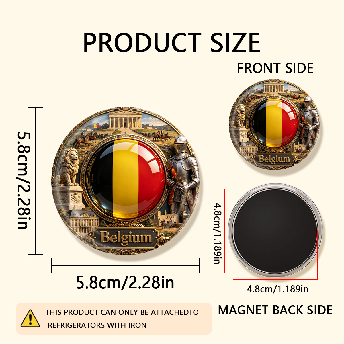 TEMU 1pc 2d Flat Belgium Durable Round Fridge Magnet, Suitable For To Refrigerators, Whiteboards, Crafts, Photos, Stickers, Postcards, Tools, Kitchen