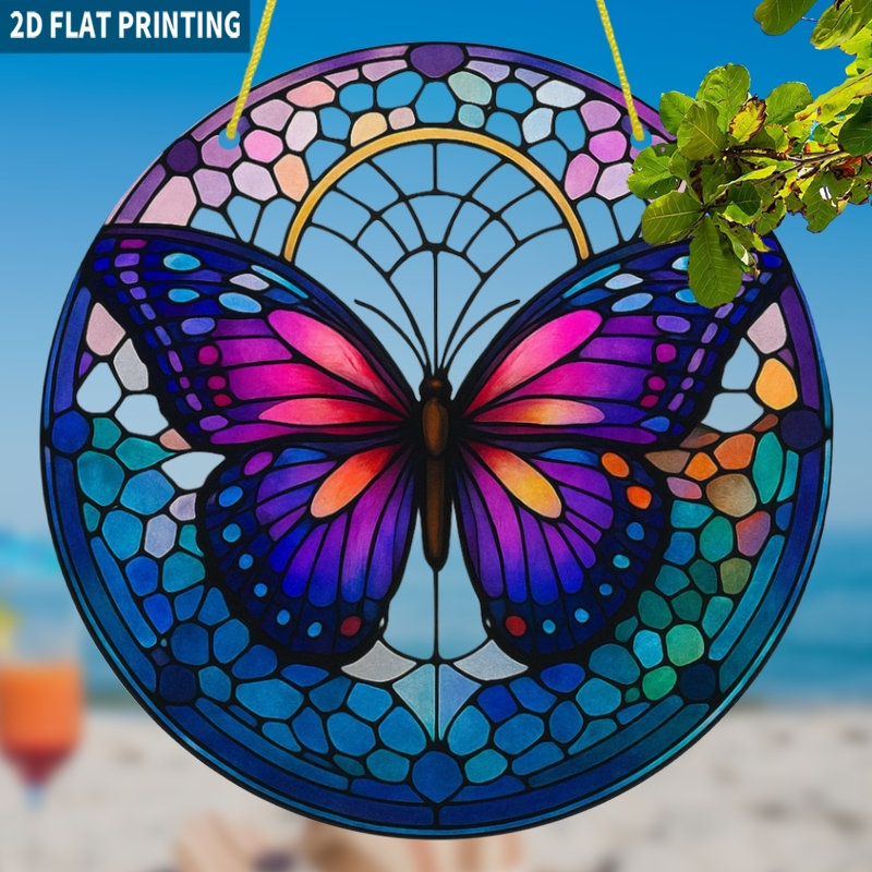 TEMU 2d Flat, 1pc Elegant Round Acrylic Sun With & Translucent Wings - For Window, Garden, Living Room Decor - Elegant Hanging Ornament,