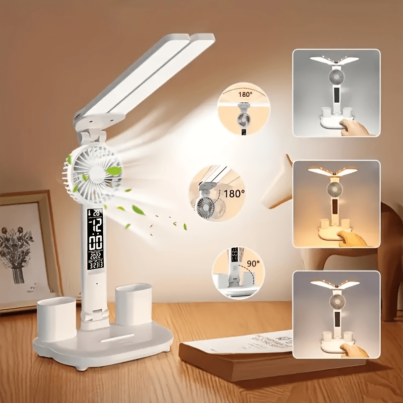 multifunctional fan desk lamp reading light dual head led table lamp 3   usb powered office and study soft light fan desk lamp with dual adjustable heads eye protection desk lamp for living room bedroom   modern lighting lamp Product details 2