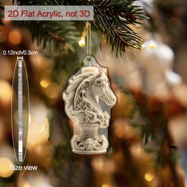 2D Flat, 1pc Ivory Horse Head Candle Pendant - Ornate Retro Acrylic Relax Decorative Piece with Realistic Horse Head & Base, Spherical for Even Burning - Elegant Home/Office Decor, Table Centerpiece (No Feathering, Flame), 2D Flat