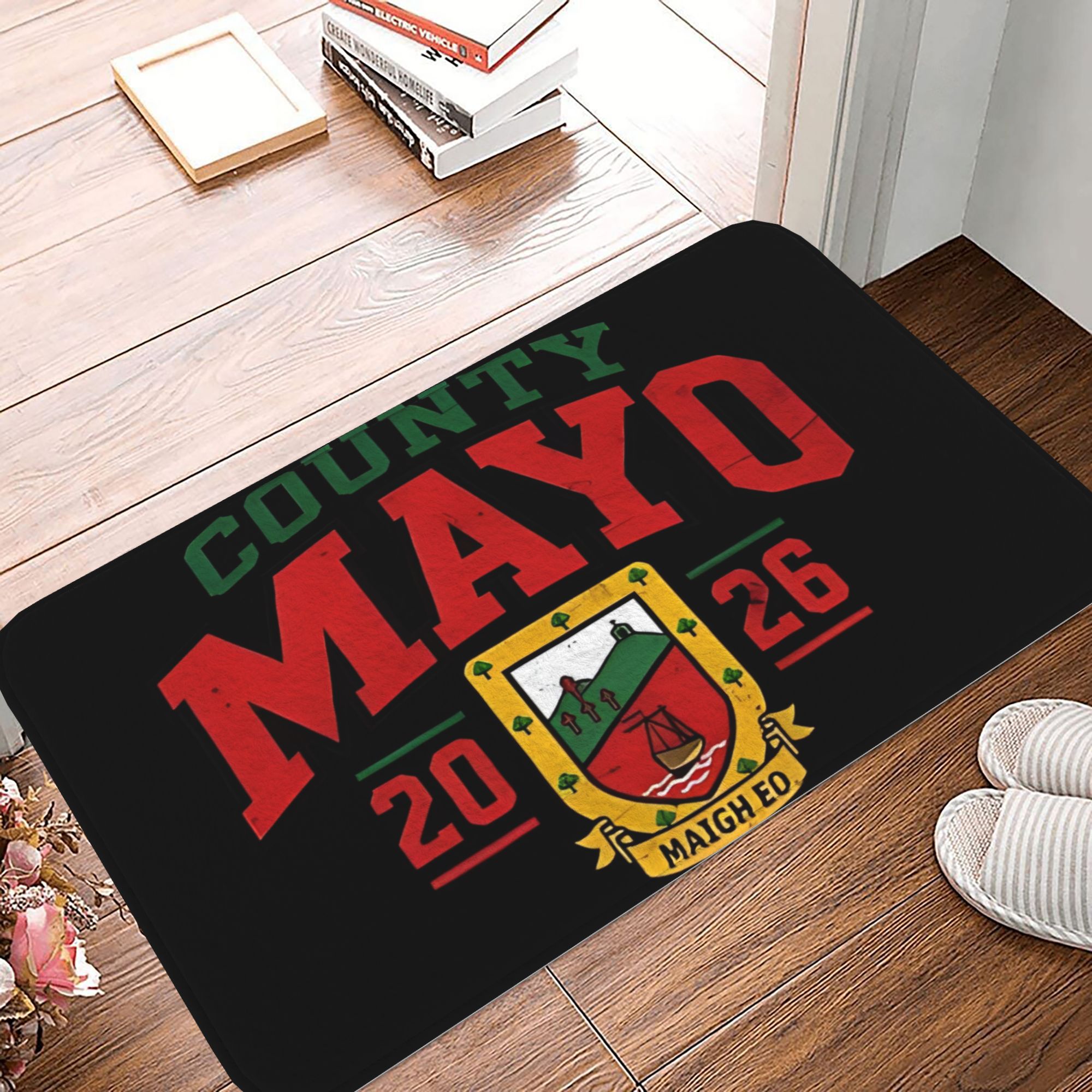 TEMU 1pc 2d Flat Decorations Non-slip Doormat Kitchen Mat 2026 All Ireland Up Mayo Hallway Printed Design Not Textured 2d Printing Carpet Entrance