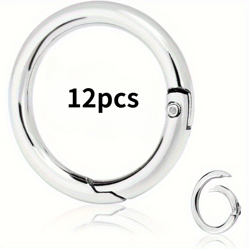 12/6pcs Stainless Steel Spring O-ring Clips - Durable Rust-proof Safety Fasteners, Suitable For Cables, Wires & Accessories, Round Open Spring Loop Rings For Earphone Keychains Accessories
