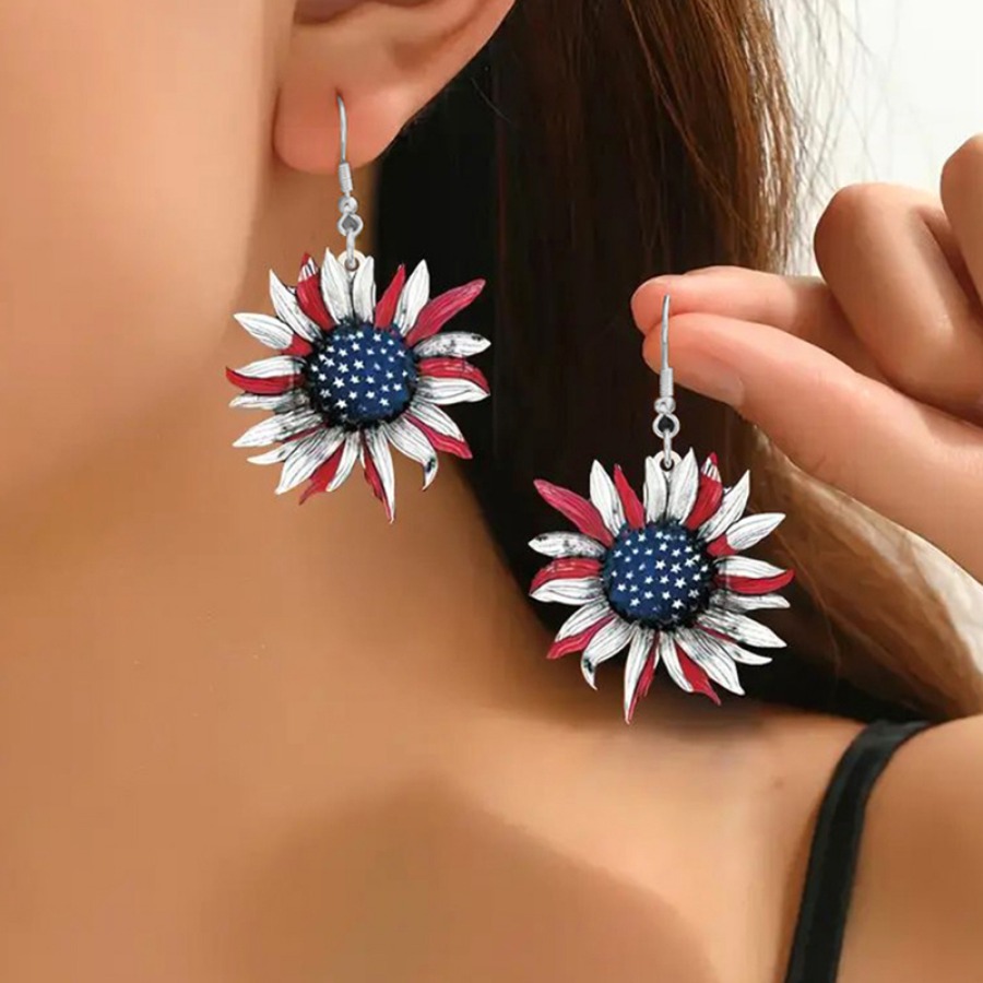 TEMU A Pair Of Sunflower Earrings: , Innovative Luxury. Sparkling, Stylish, And Minimalist Earrings Are Perfect For Parties, Commemorative Occasions,