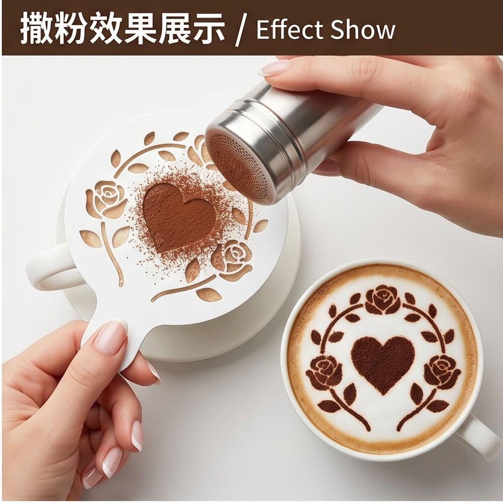 4pcs 2d Flat Painting Templates, Rose Flowers Surrounding Heart Pattern, Painting Tool Molds