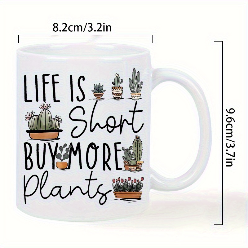1pc 11oz ceramic coffee   is short   plants design insulated reusable hand wash only ideal gift for birthdays holidays christmas new year valentines   mug with cactus plant illustrations reusable mug   quote mug glossy   mug coffee mug details 3