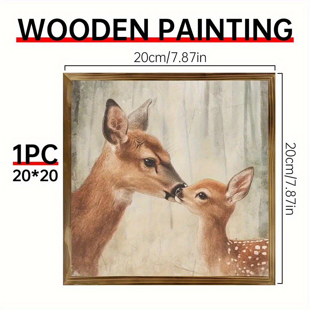 TEMU 1pc Rustic Deer & Wall Art - 8*8 Inch Heart-shaped | Indoor/ Outdoor Decor For Bedroom, Bathroom, Garage & Cafe | Perfect Christmas Gift, Home