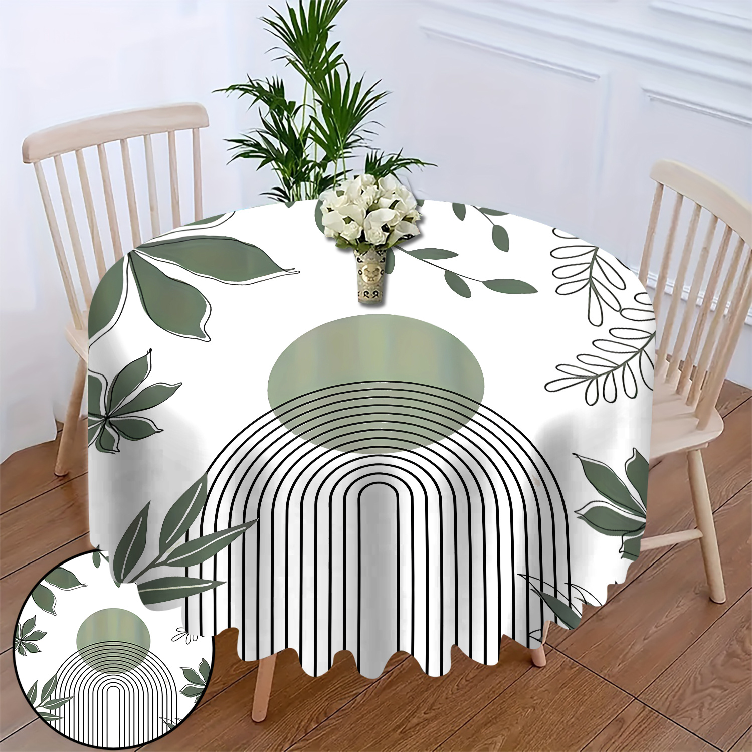 

1pc Nappe ronde en et , Housse de table -poussière tissée les rassemblements à et , de table décorative