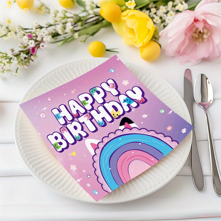 -pack Cat Birthday Party Napkins, Birthday Party Decorations, Disposable Birthday Party Tissues