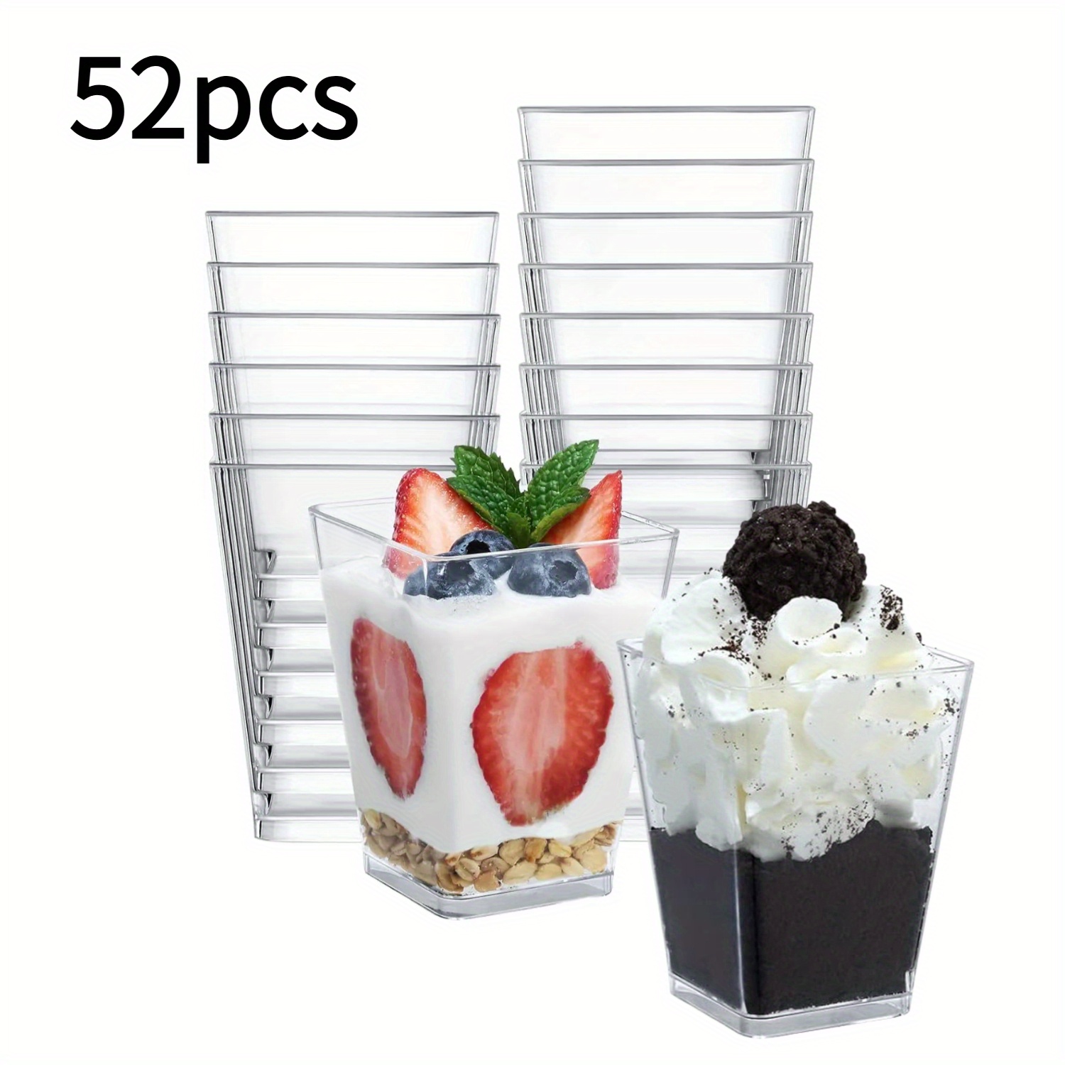 13/22/26/52pcs Party Dessert Cup(160ml/5oz), Yogurt Parfait/appetizer Cup- Reusable Dessert Cup For Parties, Mini Desserts, Pudding, Fruit And Ice Cream For Halloween、christmas