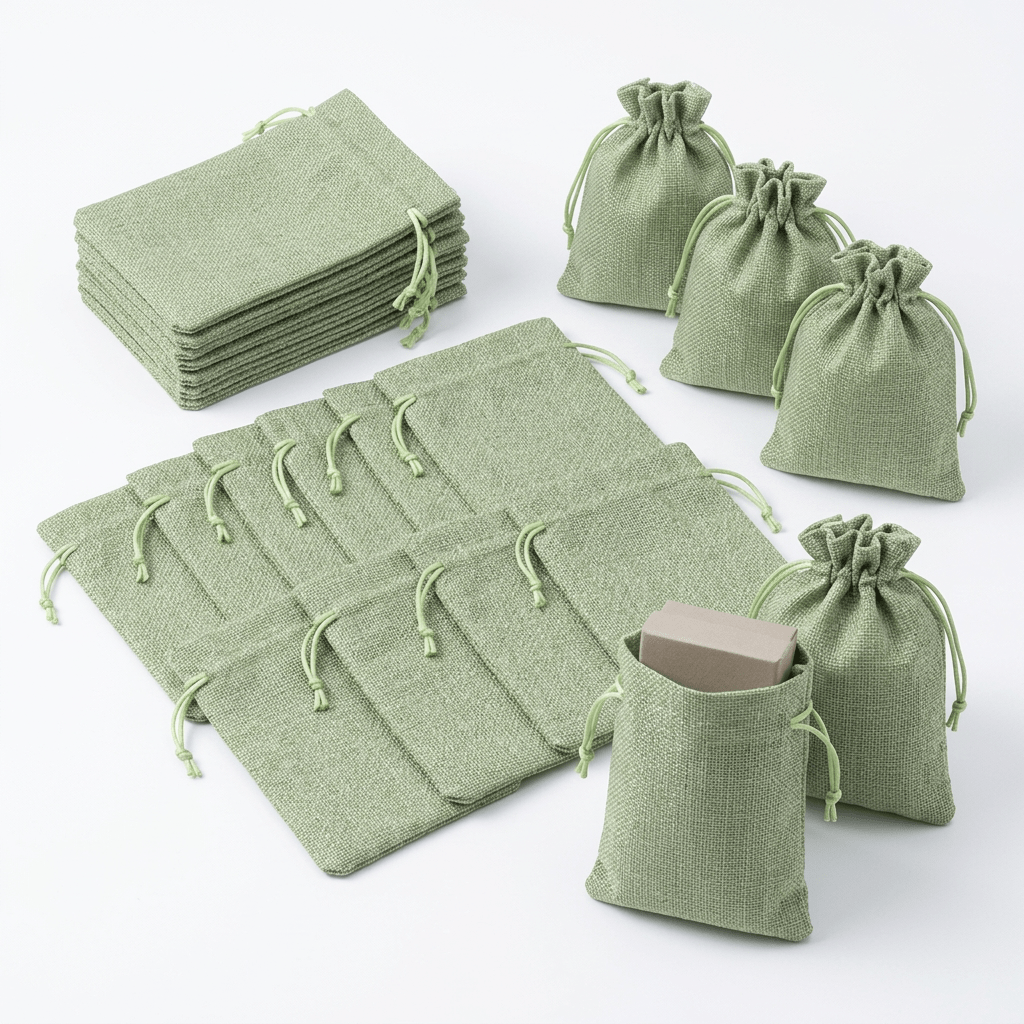 TEMU 24 bolsas con cordón de de lino , bolsas de regalo duraderas con de arpillera, bolsas de joyería de tela con cierres seguros de cordón para