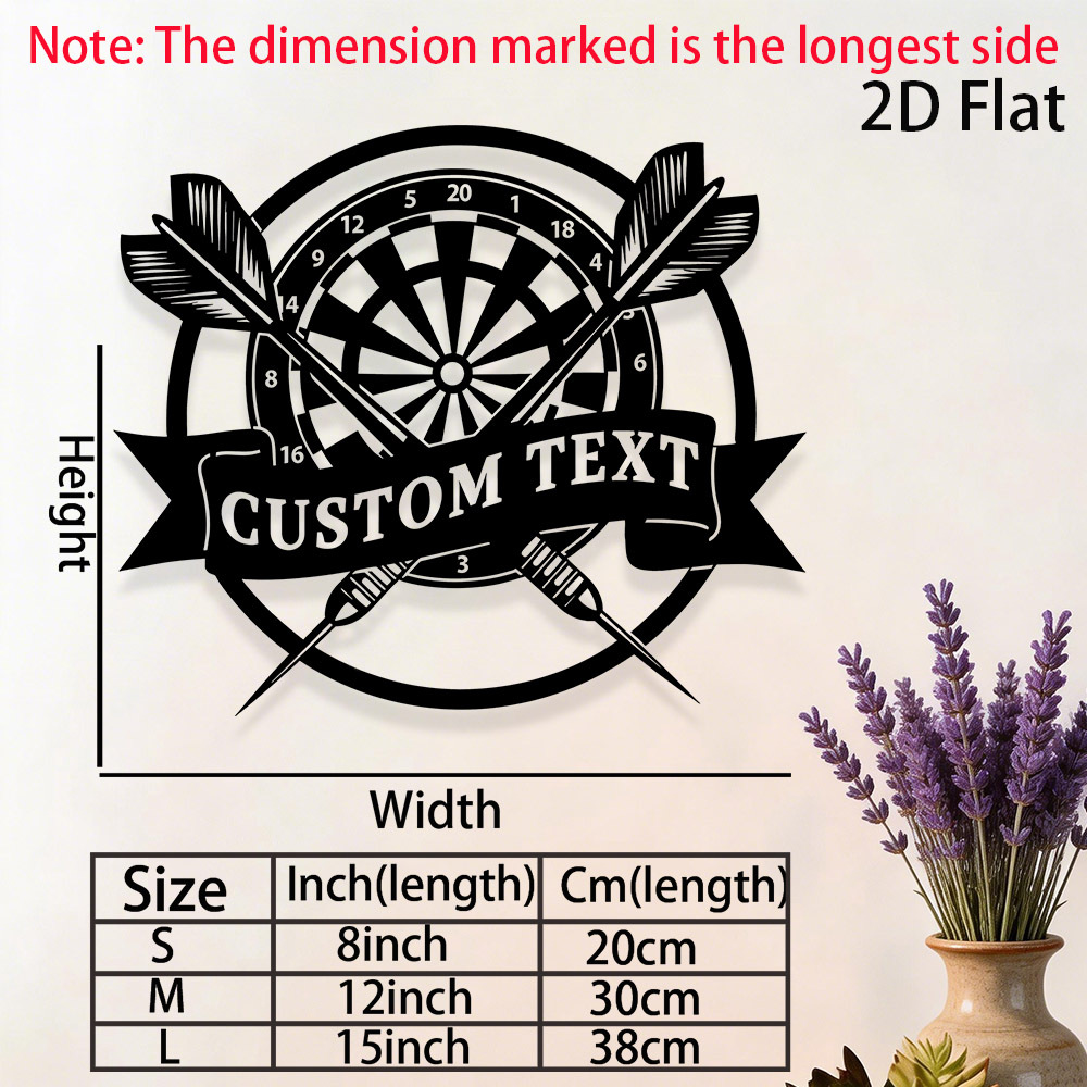 TEMU 1pc Custom Darts Metal Sign Personalized Dartboard Wall Decor Unique Metal Art For Man Cave Gift Durable Indoor Outdoor Home Bar Decor