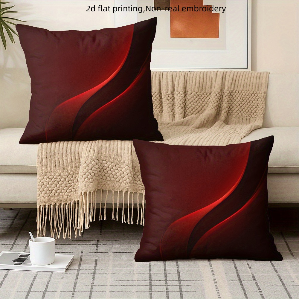 TEMU 2d 2pcs Set Of Red And Black Gradient Pillowcases, Multiple Sizes , 2d Flat Single-sided Print, Pillow Inserts Not Included. Features A Red And