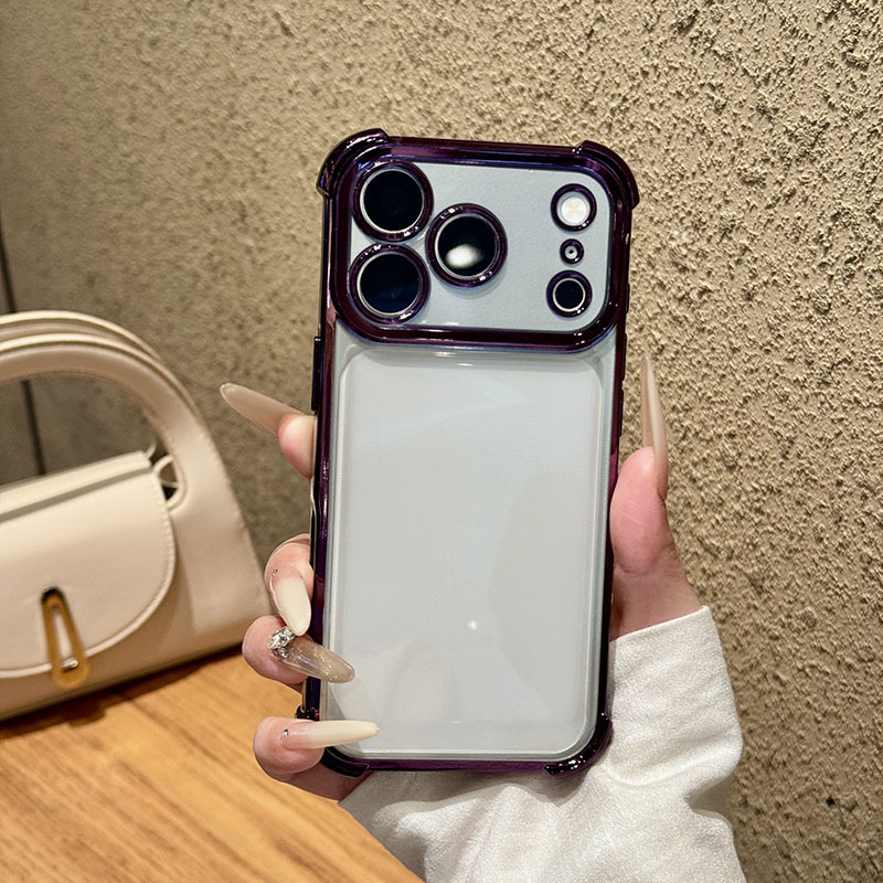 TEMU Phone Case: Electroplating 4 Corner Anti Drop Transparent Solid Color Phone Case Suitable For Iphone 17//17 Pro/17 Air/16 Pro/15/14 Plus/13/12