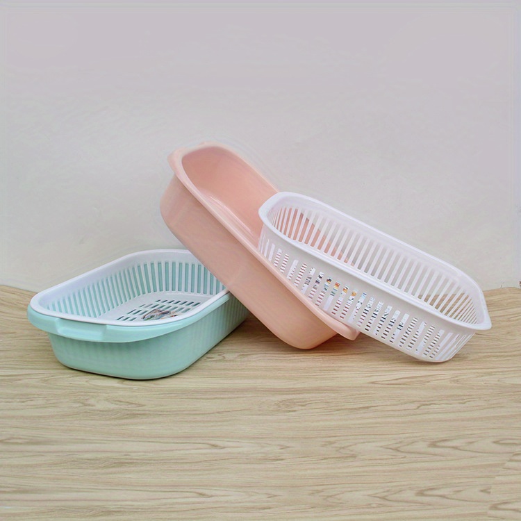 thickened   inches household fruit drain basket vegetable basket two piece set of multi functional vegetable drain basin shelf baskets Product details 2