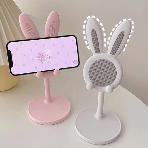 bunny ear phone holder adjustable and retractable must have for live streaming video calling watching shows and watching movies or tablet