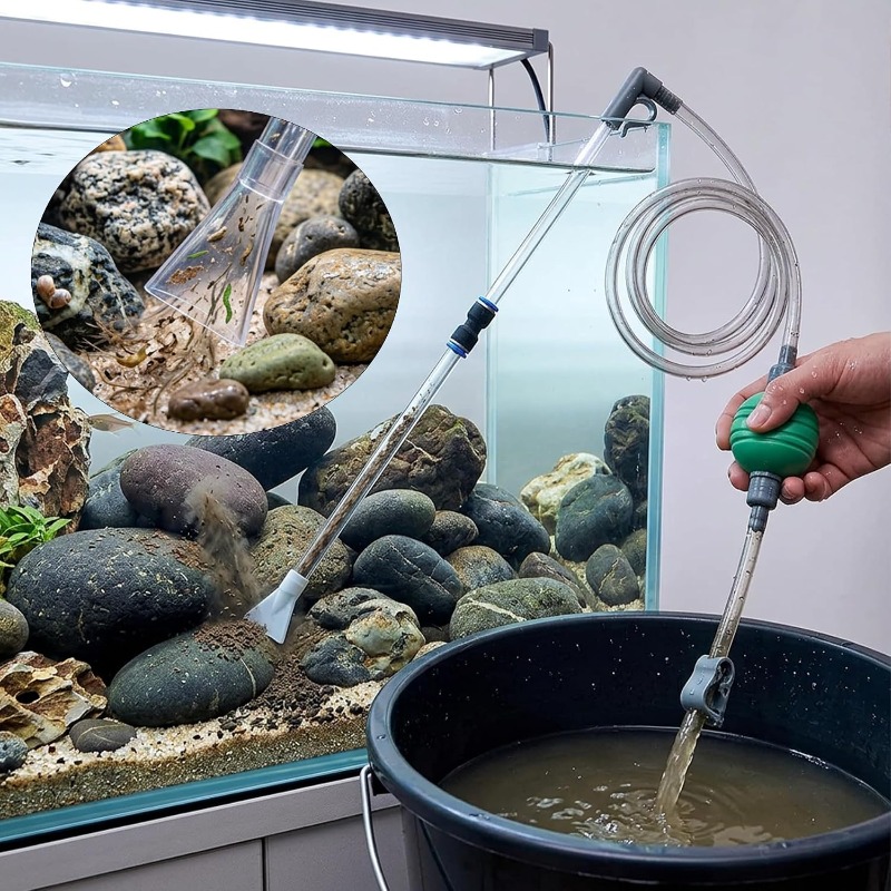 TEMU Aquarium Siphon Vacuum, Manual Water Changer Gravel Cleaner | With Duckbill Nozzle And Filter Head, Suitable For 5 Gallon Fish Tanks, Betta,