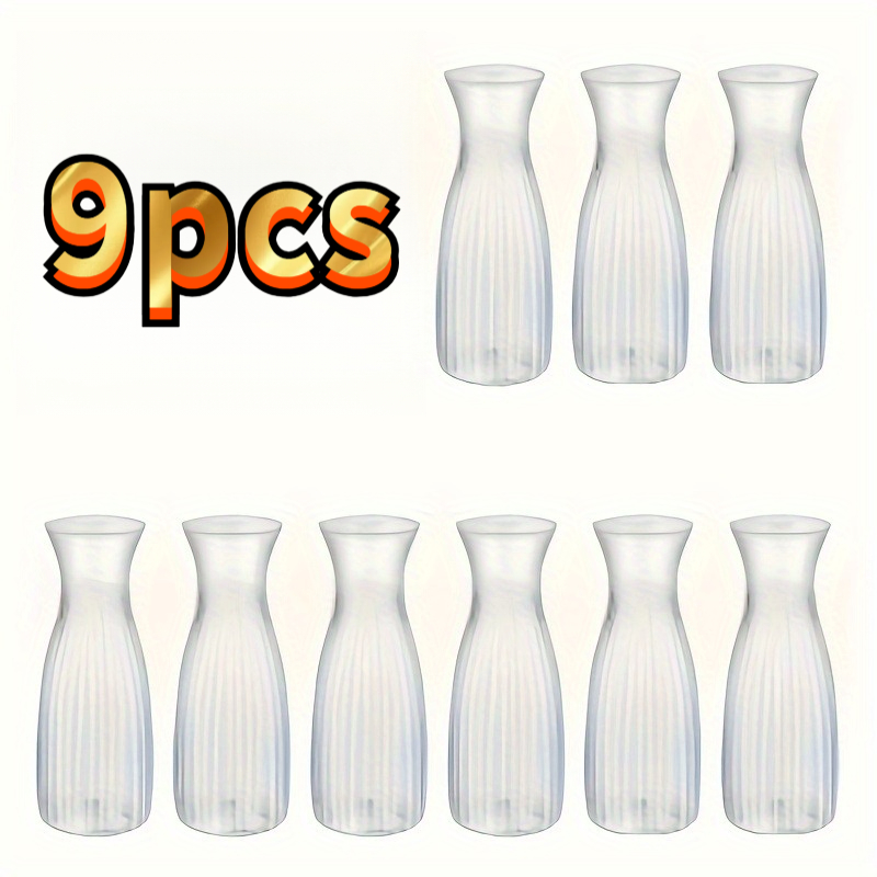 9-pack Clear Plastic Vases - Shatterproof, Stackable, , Suitable For Wedding, Home, Restaurant Decor, Indoor/outdoor Tabletop And Windowsill Flower Arrangements