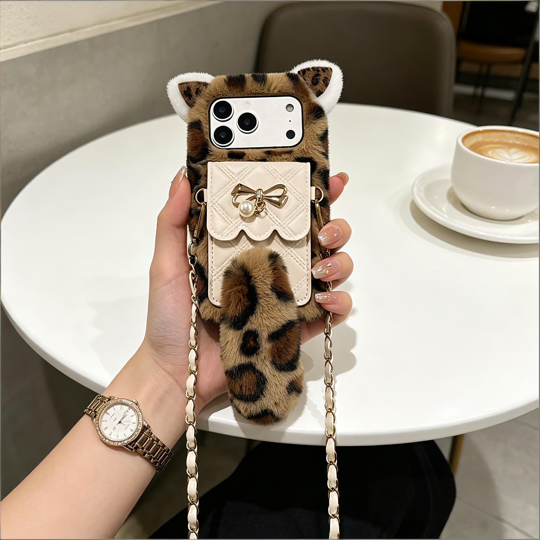 TEMU Phone Case: Feel (leopard Print Backpack Cat Crossbody Bag Cute Phone Case) Suitable For 17/17 Air/17 Pro/17 Pro Max/16 Pro Max/16 Pro/16/15 Pro
