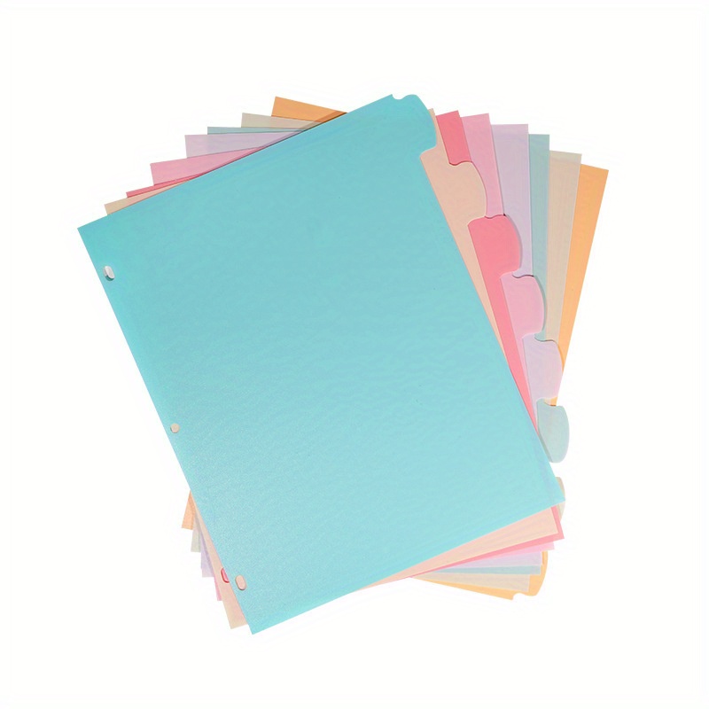 8pcs A4 Binder Dividers - Sturdy  -Hole Punch, Pastel Colors (Light Blue, Pink, Beige, White) for Notebooks, Binders & Office Organization, Notebook Dividers | Pastel Binder Dividers | Plastic Dividers