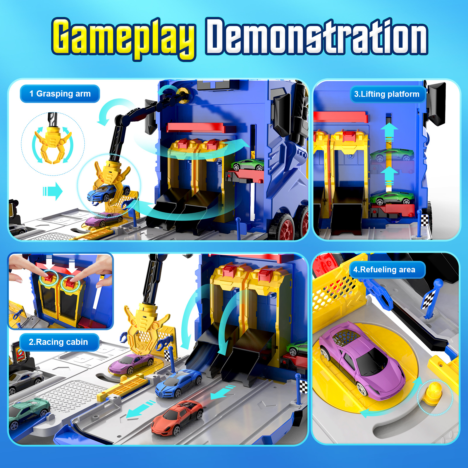 Transforming Launcher Truck Track Toy with Handbag Storage