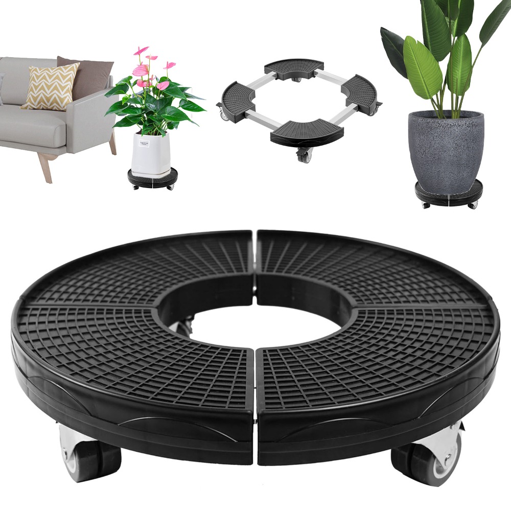 Image of 360 Degree Rotating Plant Tray Base Retractable Flower Pot Holder Stand For Indoor Outdoor Garden Balcony Large Potted Plant Daily Use