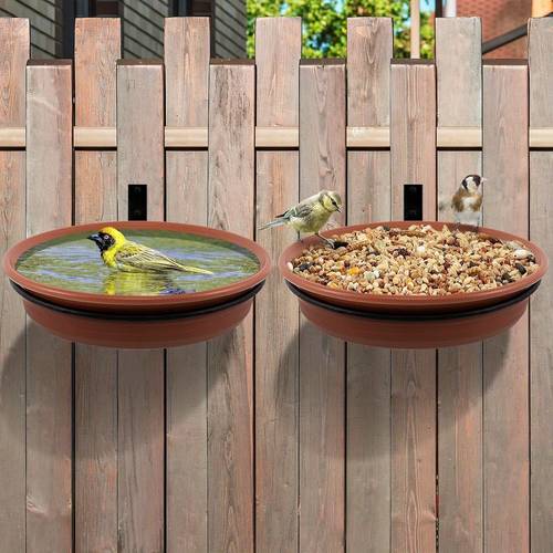 outdoor fence hanging bird feeding tray tree mountable wild bird bath outside food and water mounts wall stud with heavy duty with mounting hardware