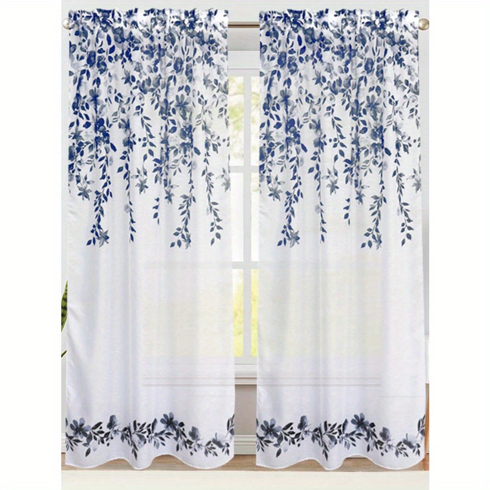 Image of Single Piece Tulle Curtains For Plants And Flowers, In Colors And Designs, And , Perfect For Decorating Living Rooms, Bedrooms, Kitchens, And More