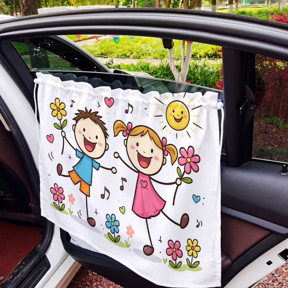 TEMU 1 parasol para coche, lindo visera para coche ajustable con estampado de floral, panel lateral de cortina de ventana interior con , protección