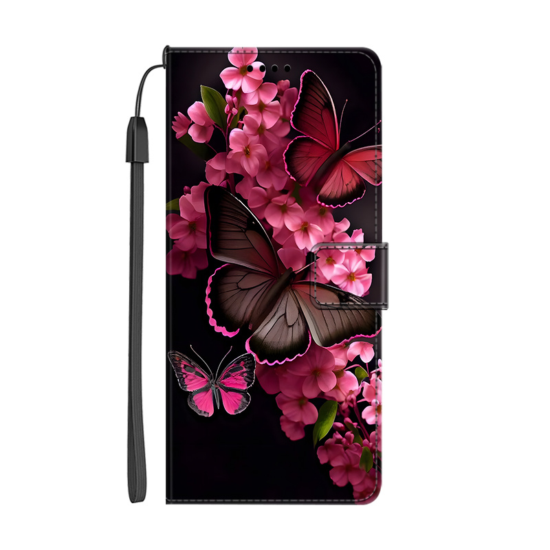 Ovitek za telefon: Cvetlični metulj, premium sintetično usnje, preklopna denarnica, primeren za Redmi 15 15C 14C 14R 13R 13C 13 12C 12 11A 10A