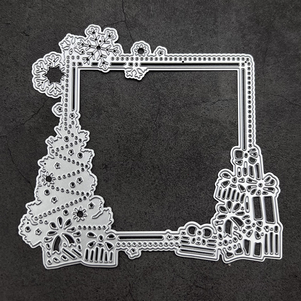 Image of [thanksgiving][christmas]1pc Metal Christmas Cutting Dies, Christmas Frame Die Cuts Embossing Stencils Template Mould For Card Scrapbooking And Craft Album Paper Card Décor
