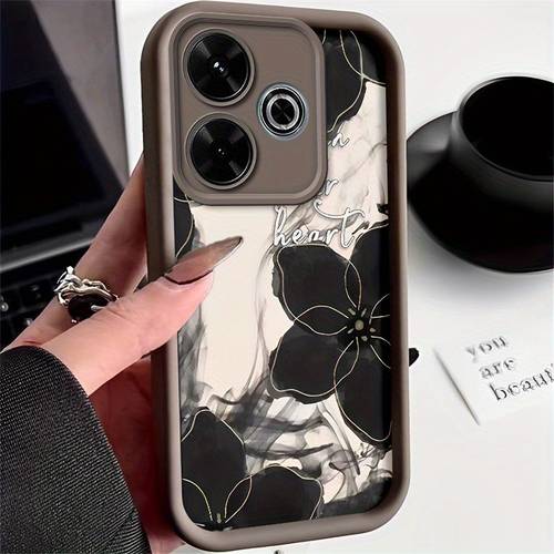 item picture retro flowers phone case for redmi 13 4g redmi 13 5g xiaomi poco m6 4g xiaomi poco m6 plus 5g case fall protective shockproof soft tpu back cover casing shell
