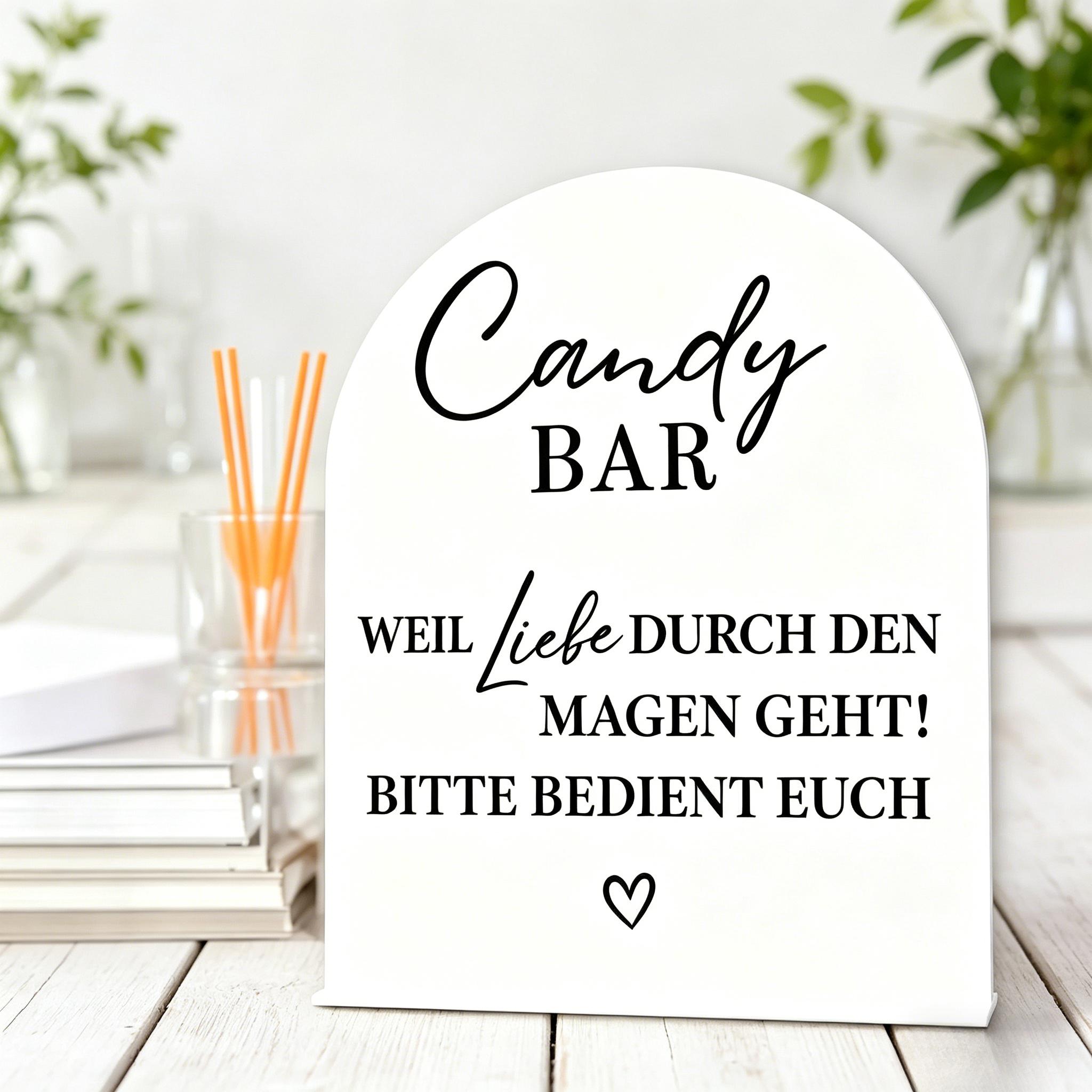 2d Flat - [2d Flat] Acrylic German Wedding Candy Desktop Decoration Sign, 2d Flat, Archway Style Sweet Quote Stand, Wedding Birthday Party Atmosphere Decoration, Home Decor Accessory, Favor And Gift